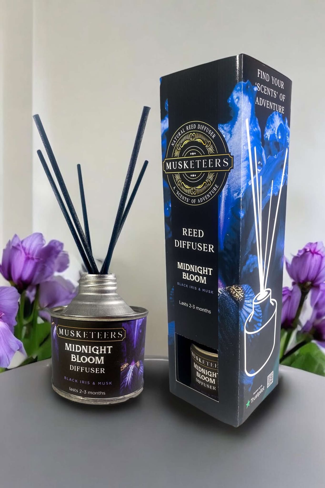Midnight Bloom - Black Iris & Musk Scented Reed Diffuser