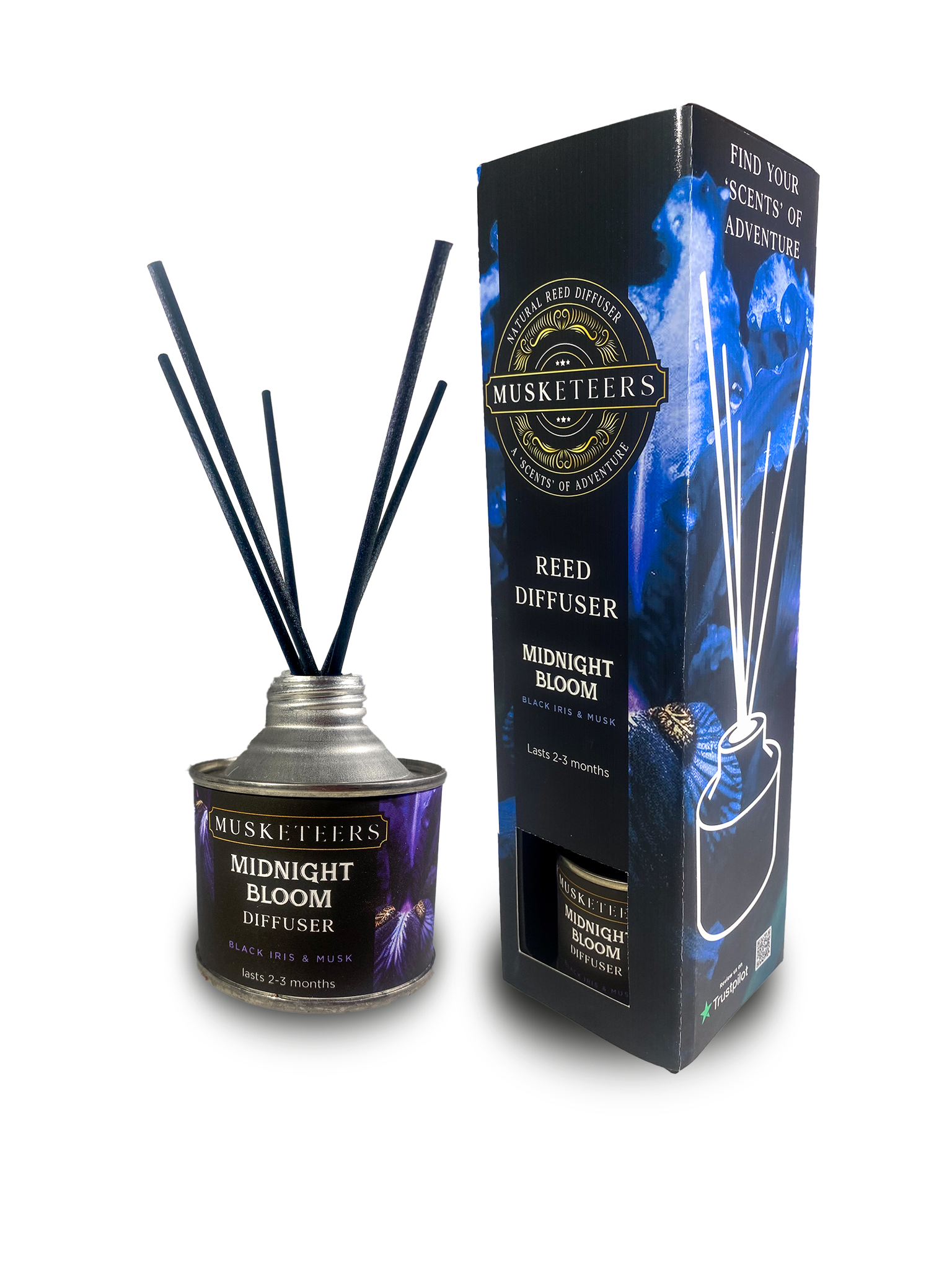 Midnight Bloom - Black Iris & Musk Scented Reed Diffuser