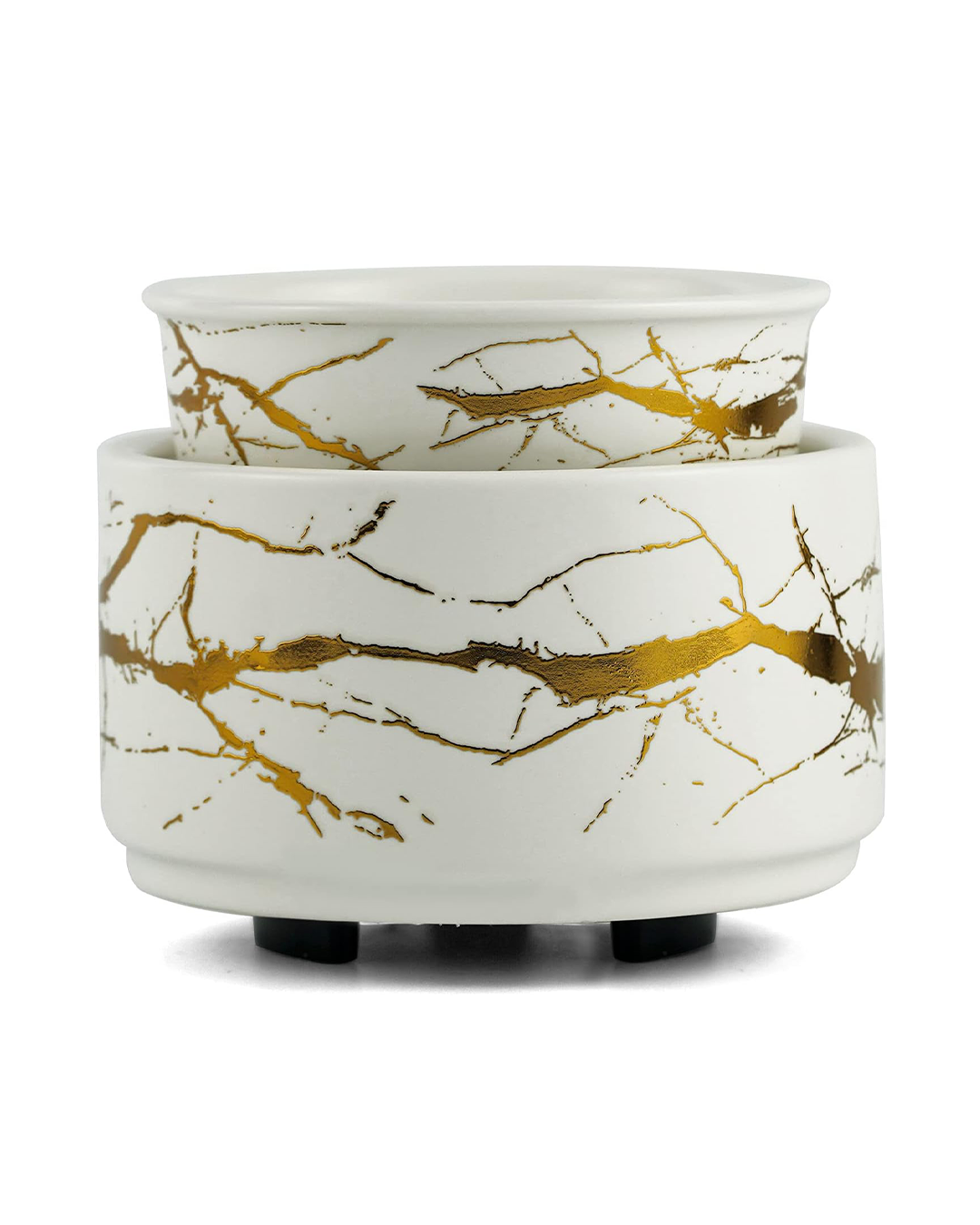 Wax Melt Burner Ceramic 3-in-1 Oil Burner Electric Candle Wax Burner (White Gold)